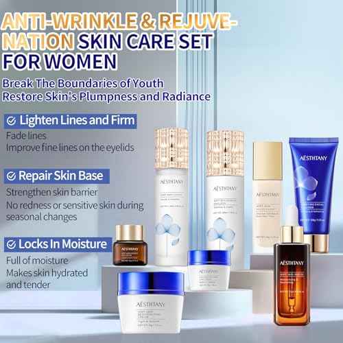 Anti-Aging Skin Care Kit For Women Anti-Wrinkle Firming Skin Care Daily Routine Rejuvenating 8-In-1 Skincare Sets Gift Sets