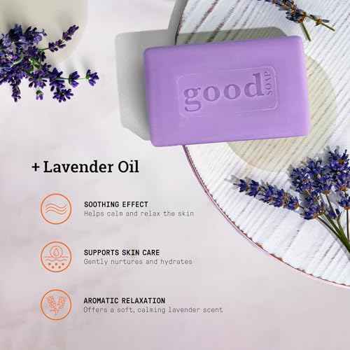 Alaffia Good Soap Lavender 2-Pack (8 Bars) ? Long-Lasting, Triple-Milled with Fair Trade Shea Butter