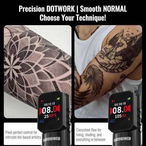 Wormhole Tattoo Gun 85pcs Tattoo Kit Wireless Tattoo Machine with 10 Tattoo Ink, Aluminum Alloy Smart Tattoo Pen with Jump-Start/Dotwork Mode 1500mAh Power 20 Tattoo Needles for Professional Tattooist