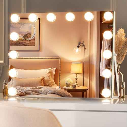MINISO Vanity Mirror with Lights - 17.7" x 13.8" Hollywood Makeup Mirror with Adjustable Brightness,3 Modes Light