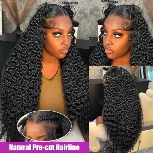 VIPbeauty 13x6 Water Wave Lace Front Wigs Human Hair 180% Density Deep Wave 13x6 HD Lace Front Wigs Human Hair Pre Plucked 14A Brazilian Virgin Curly Wigs for Women 22 Inch