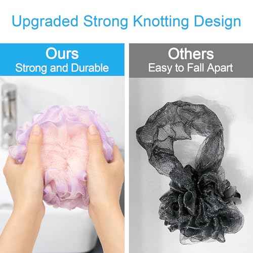 AmazerBath Loofah Sponge 75g/Piece, Exfoliating Bath Sponge Body Scrubber - Loofa Set of 4 - SunsetBerry Colors, Large