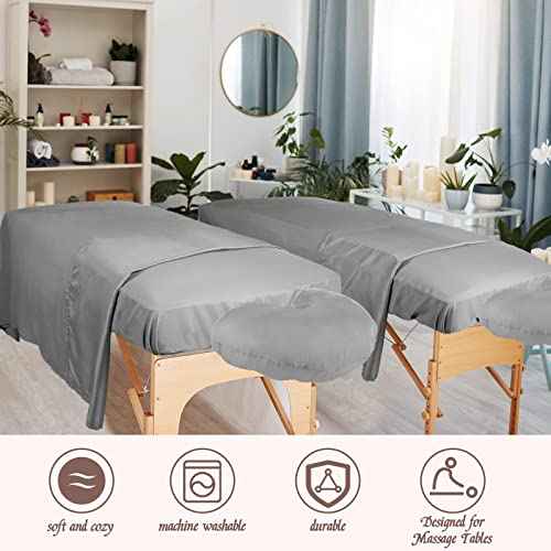 Oudain 8 Sets Soft Microfiber Massage Table Sheets Set 3 Piece Set Includes Massage Table Cover Fitted Sheet and Face Rest Cover(Gray)
