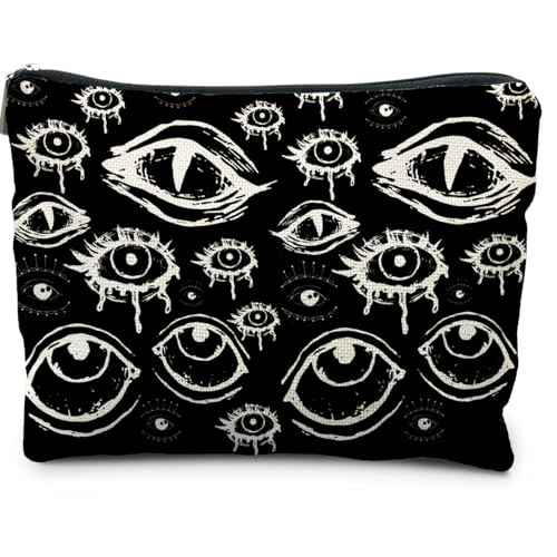 Goth Makeup Bag, Mystical Gothic Evil Eyes Witchy Cosmetic Bag Toiletry Bag for Women, Witch Stuff, Halloween Makeup Bag, Halloween Gifts for Women