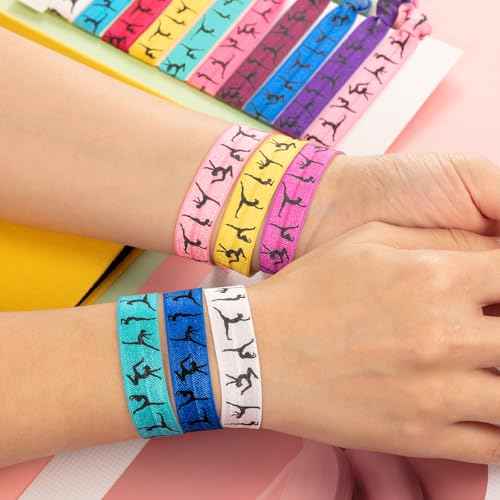 BBTO 20 Pieces Girls Gymnastics Hair Ties Gymnastic Hair Bands Accessories Stuff Ribbon Ponytail Holders No Crease Sport for Christmas Women Team Gifts(Cute Colors)