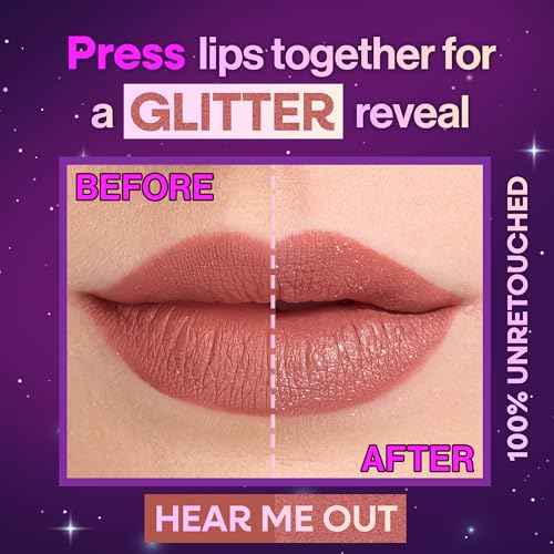 wet n wild Mega Glitter Shimmer Liquid Lipstick, Matte-to-Glitter Finish, Lightweight Formula, Comfortable Wear, Vitamin E-Infused for Nourished Lips, Vegan & Cruelty-Free - Hear Me Out