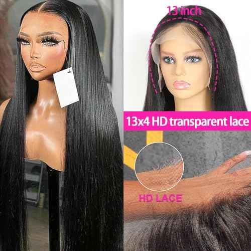 22 Inch Lace Front Wigs Human Hair 200 Density 13x4 HD Lace Front Wigs Human Hair Pre Plucked Glueless Wigs Human Hair for Women Straight Lace Frontal Wigs Natural Color