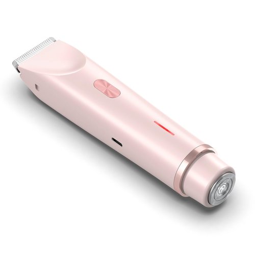 ANFOOS Women's Electric Shaver Bikini Trimmer for Women Razors 2-in-1 Dual Head Design IPX7 Waterproof Wet & Dry Use Body Groomer Hair Trimmer Remover for Facial Underarm Arm Face Leg Bikini (Pink)