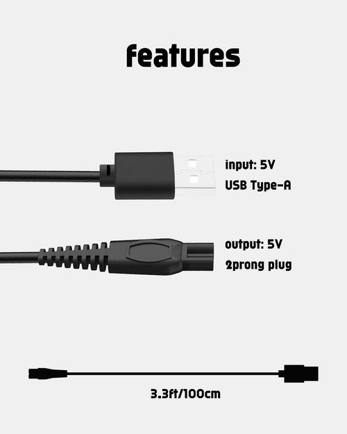 uijino Beard Club Trimmer Charger for Beard Club PT45 Charger and BT-Zero Body Trimmer, 1 Cleaning Brush, 3.3ft Power Cord