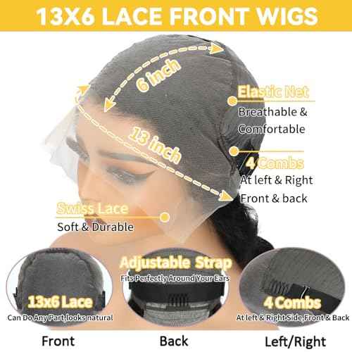 Deep Wave Lace Front Wigs Human Hair for Women 22 Inch Hd Lace Frontal Wig 13x6 Deep Curly Wig Human Hair Lace Front Wigs Pre Plucked 180 Density Natural Color