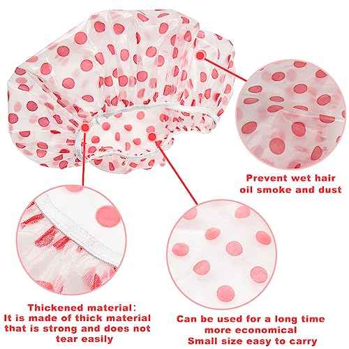 18Pcs Plastic Shower Caps for Women Reusable Waterproof Bath Caps Bathing Hair Cap Shower Caps for Shower,Spa,Salon,Housework,Girls,Home,Travel (Pink+Blue+Green)