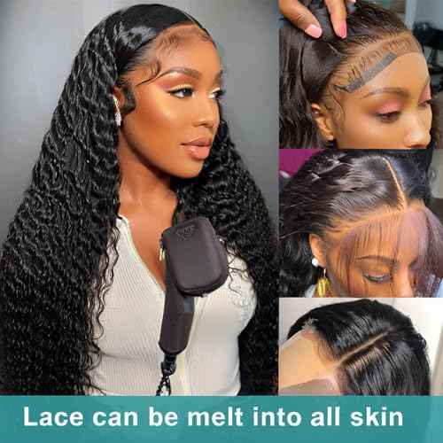 VibeFusion 13x4 HD Transparent Lace Front Human Hair Kinky Curly Wig 200% Density Glueless Pre Plucked Pre-Cut 18 Inch Women's Wig