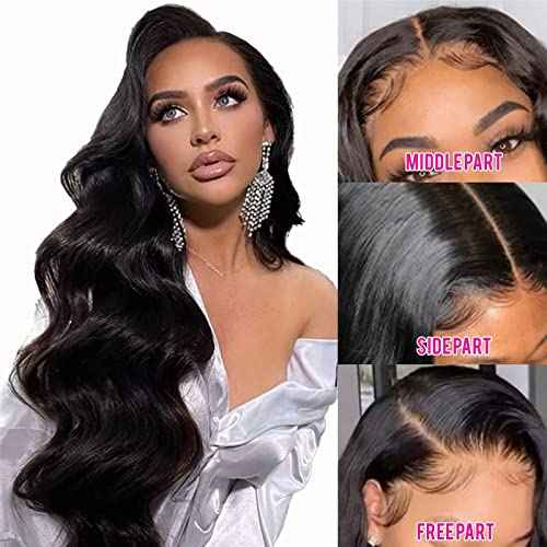 Aaliweya 5x5 HD Lace Closure Wigs Human Hair Body Wave 5x5 Lace Front Wig for Women 180 density Glueless Lace Closure Wig Pre Plucked with Baby Hair Super Soft Natural Black 22inch