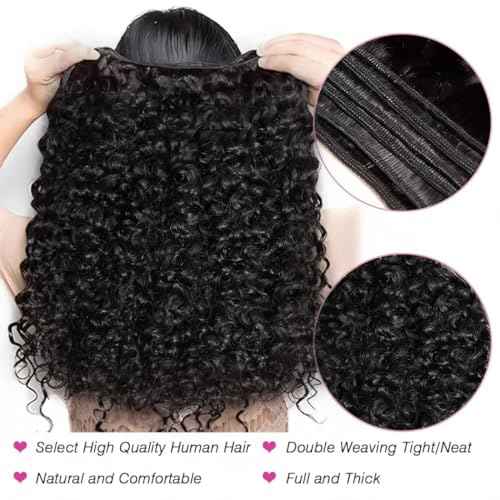 VIPbeauty16A Burmese Curly Human Hair Bundles 26 Inch 100% Unprocessed Brazilian Virgin Hair Quick Weave Bundles Human Hair Extensions Real Human Hair Natural Black