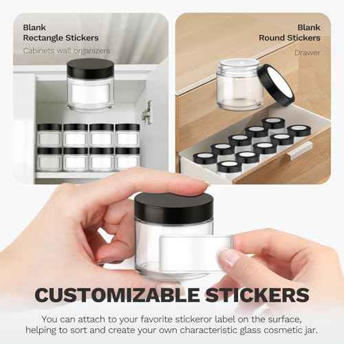 Bumobum 2 oz Small Glass Jars with Lids, 24 Pack Clear Glass Cosmetic Jars with Inner Liners, 60ml Round Empty Sample Containers for Cream, Salve, Powders and Ointments Storage