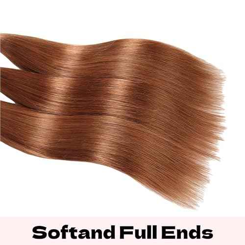 Light Brown Bundles Human Hair Straight 18 20 22 Inch Straight Human Hair Weave 3 Bundles Silky Hair Bundles Brazilian 3 Bundles Human Hair Extensions 30 Color