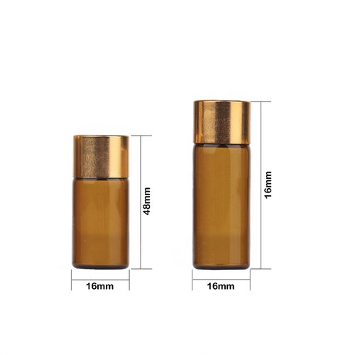 Beth Ada 50Pcs 5ml Amber Mini Essential Oil Bottles Sample Bottles with Orifice Reducers and Gold Caps,3/5ml Amber Glass Bottles Vials,for Perfume Aromatherapy Cosmetic Oils Container