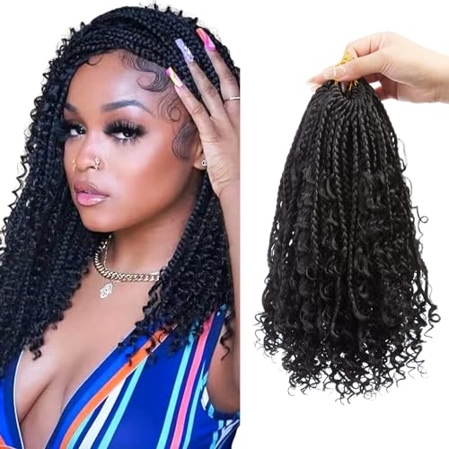 12 Inch Goddess Box Braids Crochet Hair Bohomian Crochet Box Braids Curly Ends 8 Pack 3X Crochet Braids Synthetic Crochet Hair for Black Women