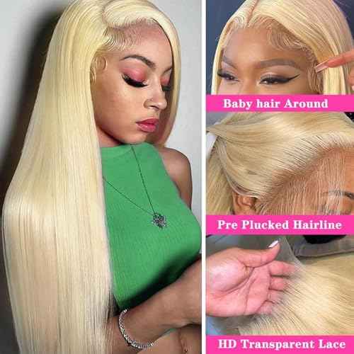 VIPbeauty 613 Lace Front Wig Human Hair Blonde 13X4 HD Transparent Lace Front Wigs Human Hair 180% Density Blonde Wigs Human Hair 613 HD Straight Lace Front Wigs Human Hair Pre Plucked