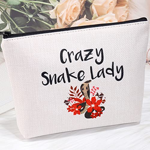 MEIKIUP Snake Lover Gift Snake Lady Makeup Bag Snake Owner Gifts Vet Assistants Cosmetic Bag Reptile Owner Gift Crazy Snake Lady (Crazy Snake Lady tote bag)