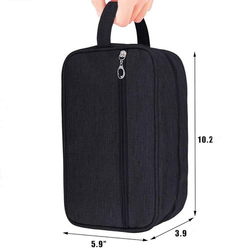 Trawila Travel Toiletry Bag for Women and Men, Makeup bag Organizer for Cosmetics Toiletries Brushes Tools, Foldable, Water-resistant,With Divider and Handle (Black)