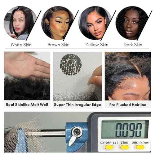 12A Water Wave 5x5 Skinlike Real HD Lace Closure Only Single Knot Human Hair 22Inch, 0.09mm Ultra-thin Invisible Curly Swiss HD Lace Closure Pre Plucked Wet n Wavy Brazilian Virgin Natural Black
