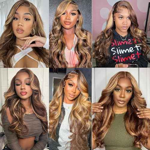 P4/27 Brown Bundles Human Hair Highlight Bundles 30 32 34 Inch Unprocessed Brazilian Virgin Remy Hair 3 Bundle Honey Blonde Body Wave Bundle Human Hair Extensions