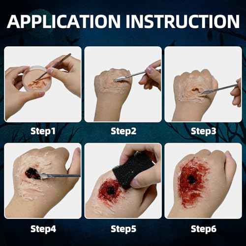 Fake Blood Scar Wax SFX Makeup Kit, Professional Special Effects Set with Scar Wax & Coagulated Blood Scab Gel for Realistic Zombie, Vampire & Monster Wounds, Halloween Cosmetic