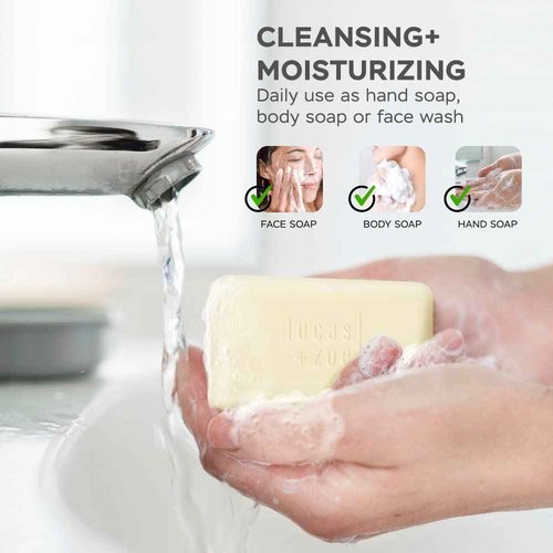 Lucas + Zoe Fresh Essence Antiseptic Bar Soap - 4 Ounce Moisturizing Body Soap Bar Made With Natural Ingredients Like Mediterranean Olive Oil, Coconut Oil, & Aegean Sea Salt - Made In Greece - 6 Pack