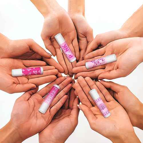100 Pcs Breast Cancer Awareness Lip Balms Bulk Small Pink Ribbon Thank You Gifts Set Breast Cancer Awareness Bulk Items Natural Moisturizing Lip Care Product Survivor Gifts for Women