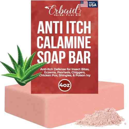 Calamine Soap Bar for Itching ? All Natural Instant Itch Relief ? Calming Calamine Soap for Itchy Skin, Insect Bite, Eczema, Poison Ivy Rash, Chicken Pox ? Pure Raw Anti-Itch Body Wash Made in USA