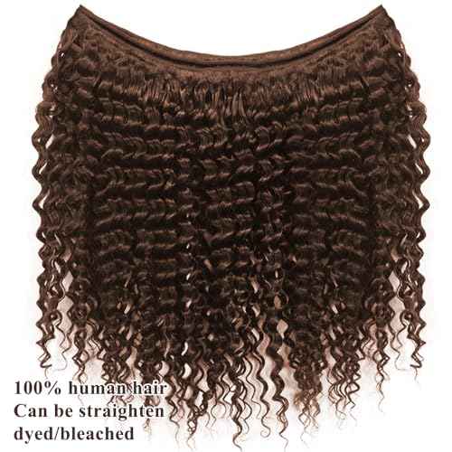 ALLRUN Deep Wave Brown Human Hair Bundles Curly Bundles Chocolate Brown Brazilian Human Hair Bundles Curly Wave Extensions 4# Color 182022 Inch
