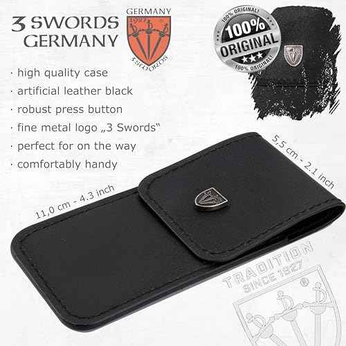 3 Swords Germany ? Brand Quality fingernail & toenail Clipper, Manicure, Pedicure Nail Care by with Metal Nail File and case, Black Edition