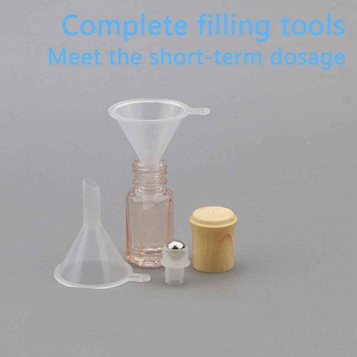 Newzoll 10Pcs Essential Oil Roller Bottles 3ml Pink Glass Roll on Vials Perfume Sample Jars Cosmetics Tube Vials Containers with Funnel