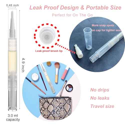 50 Pack Empty Cuticle Oil Pens Bulk-3ml Travel Size Nail Oil Pen, Disposable Twist Pens with Brush-No Leak, DIY Nail Care Kits for Nail Salon