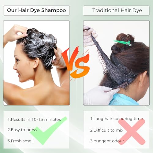 Black Hair Dye Shampoo 3 in 1£¬Argan Natural Herbal Formula Hair Color Shampoo Covers Gray Hair for Women and Men (16.9 fl.oz Black)