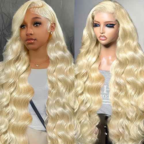 613 13x4 Lace Front Wig Human Hair 200 Density 22 Inch Body Wave Blonde HD Lace Front Wigs Human Hair Pre Plucked with Melted Hairline Tiny Knots Soft Texture Tangle Free Shedding Free Triple Lifespan