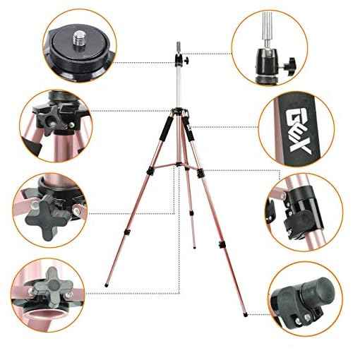 GEXWORLDWIDE GEX 63" Heavy Duty Mannequin Tripod Stand Wig Stand for Wig Mannequin Head Training Doll Manikin Head for Cosmetology Hairdressing with Travel Bag (Rose Gold)