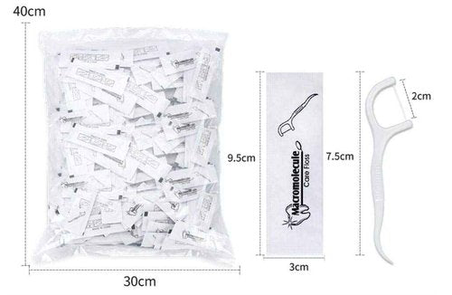 Ai-Fun Each Individually Wrapped Teeth Cleaning Macromolecule Care Floss Travel Hotel Restaurant Dental Floss (500)
