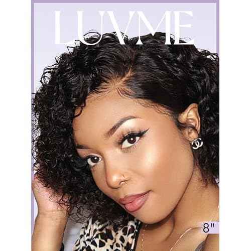 LUVME HAIR Short Curly Wig Human Hair 8 Inch Glueless Wigs Human Hair Pre Cut Lace Closure Undetectable HD Lace Wig
