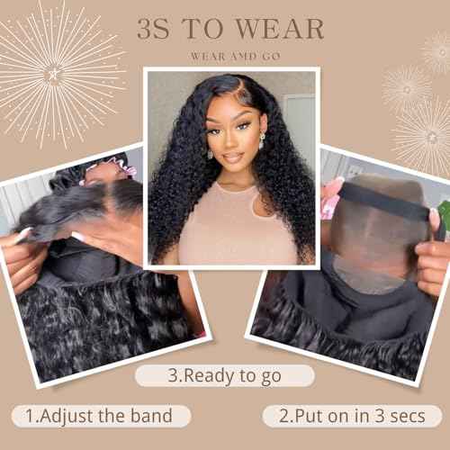 28 Inch Glueless Wigs Human Hair Pre Plucked Pre Cut Closure Wigs Human Hair 180% Density Deep Wave Curly Lace Front Wig with Baby Hair