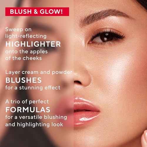 MIRABELLA - Spellbound Pro Face Trio Powder and Cream Blush Palette with Powder Highlighter & Cream Blush, Lightweight Buildable 3-in-1 Highlighters Makeup for a Sculpted Look, All Skin Types
