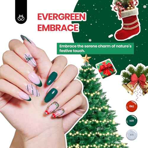 Beetles Christmas Gel Nail Polish Set, Glitz Galaxy UV LED Soak Off Gel Kits, 44Pcs Burgundy Red Gold Green Silver Blue Pink Sparkle Shade with Base Top Coat Winter Manicure Gift for Women