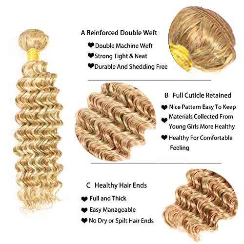Blonde Bundles Human Hair 613 Bundles P27/613 Deep Wave Human Hair Bundle 18 18 18 inch Blonde Deep Wave Bundle