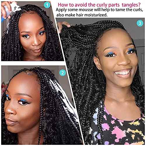 12inch Goddess Box Braids Crochet Hair Box Braids Crochet Hair For Black Women Pre Looped Crochet Hair with Curly Ends Bohemian Crochet Box Braids Crochet Hair(12inch(Pack of 7), T350)