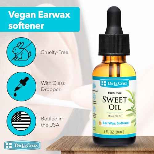 De La Cruz Ear Wax Remover and Earwax Softener, 100% Pure Sweet Oil for ears, Gentle and Natural Ear Oil - 1 Fl OZ - 2 Pack
