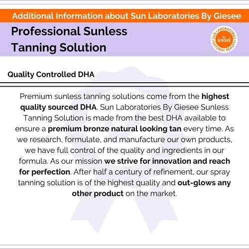 Sun Laboratories By Giesee Ultra Dark Spray Tan Solution 1/2 Gallon - Professional Sunless Tanning Spray for Airbrush Tan, Self Tanner Mist, Sun Tanning Lotion, Fake Tan