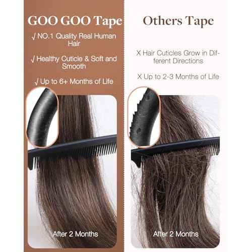 GOO GOO Invisi Edge Tape in Hair Extensions Human Hair, 1B Natural black 20pcs 24inch 50g, Virgin Remy Hair, Seamless Injected Tape, Natural Look