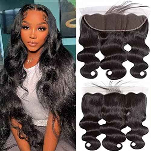 13x4 Body Wave HD Lace Frontal Human Hair 20 Inch Body Wave Ear to Ear Transparent Lace Frontal Only 100% Unprocessed Brazilian Virgin Human Hair Closure Pre Plucked with Baby Hair