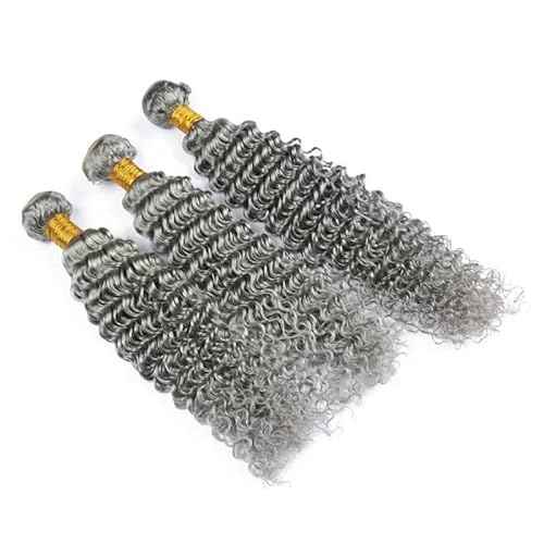 Augfst Brazilian Virgin Human Hair Bundles Sliver Grey Water Wave Bundles Human Hair 26 28 30 inch Inch 12A Unprocessed Brazilian Sewn In Quick Weave for Black Women